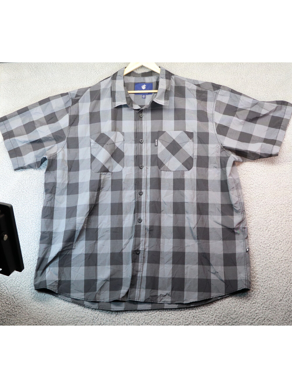 Rocawear Button Up Shirt Men 4XB Plaid Black Grey